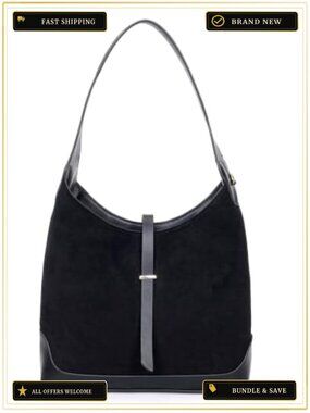 Faux Suede Slouchy Hobo Shoulder Bag Tote Women Y2K Retro Handbag